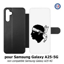 Etui cuir pour Samsung A25 5G - Drapeau Corse Emblème - Écusson Corse Tête de Maure