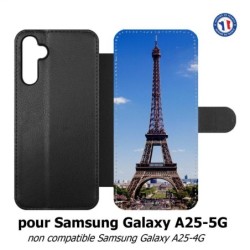 Etui cuir pour Samsung A25 5G - Tour Eiffel Paris France