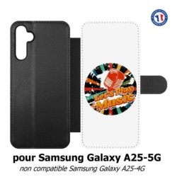 Etui cuir pour Samsung A25 5G - coque thème musique grunge - Let's Play Music