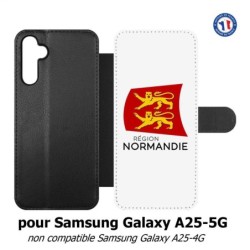 Etui cuir pour Samsung A25 5G - Logo Normandie - Écusson Normandie - 2 léopards