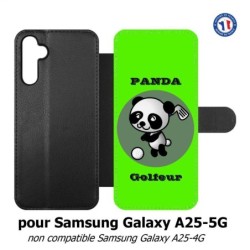 Etui cuir pour Samsung A25 5G - Panda golfeur - sport golf - panda mignon