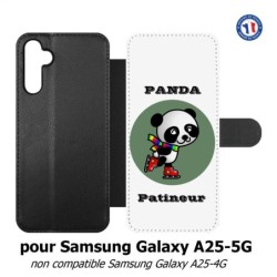 Etui cuir pour Samsung A25 5G - Panda patineur patineuse - sport patinage