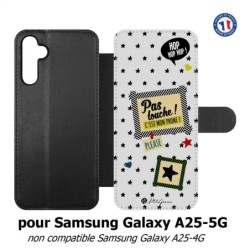 Etui cuir pour Samsung A25 5G - Petits Grains - Pas touche à mon Phone