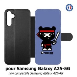 Etui cuir pour Samsung A25 5G - PANDA BOO© Ninja Boo noir - coque humour