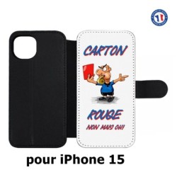 Etui cuir pour iPhone 15 - Arbitre Carton Rouge