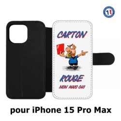 Etui cuir pour iPhone 15 Pro Max - Arbitre Carton Rouge