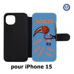 Etui cuir pour iPhone 15 - fan Basket