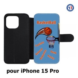 Etui cuir pour iPhone 15 Pro - fan Basket