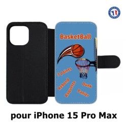 Etui cuir pour iPhone 15 Pro Max - fan Basket