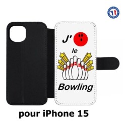 Etui cuir pour iPhone 15 - J'aime le Bowling