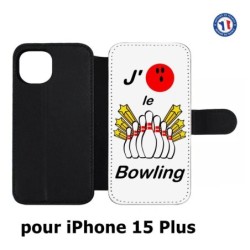 Etui cuir pour iPhone 15 Plus - J'aime le Bowling