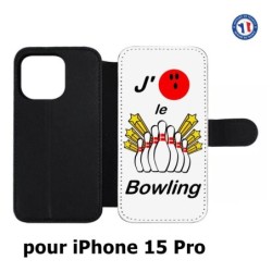 Etui cuir pour iPhone 15 Pro - J'aime le Bowling