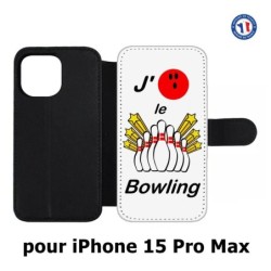 Etui cuir pour iPhone 15 Pro Max - J'aime le Bowling