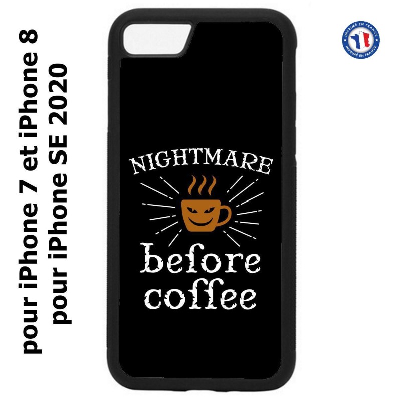 Coque pour iPhone 7/8 et iPhone SE 2020 Nightmare before Coffee - coque café