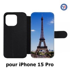 Etui cuir pour iPhone 15 Pro - Tour Eiffel Paris France