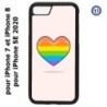 Coque pour iPhone 7/8 et iPhone SE 2020 Rainbow hearth LGBT - couleur arc en ciel Coeur LGBT
