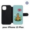 Etui cuir pour iPhone 15 Plus - Monuments Londres - Big Ben