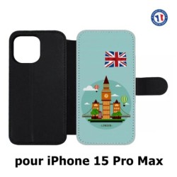 Etui cuir pour iPhone 15 Pro Max - Monuments Londres - Big Ben