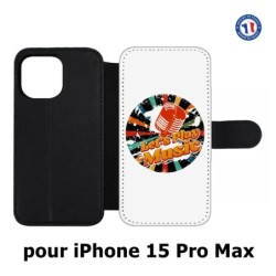 Etui cuir pour iPhone 15 Pro Max - coque thème musique grunge - Let's Play Music