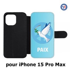 Etui cuir pour iPhone 15 Pro Max - blanche Colombe de la Paix