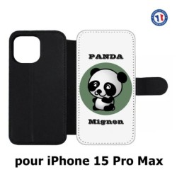 Etui cuir pour iPhone 15 Pro Max - Panda tout mignon