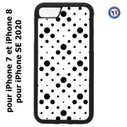 Coque pour iPhone 7/8 et iPhone SE 2020 motif géométrique pattern noir et blanc - ronds noirs sur fond blanc