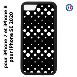 Coque pour iPhone 7/8 et iPhone SE 2020 motif géométrique pattern N et B ronds noir sur blanc