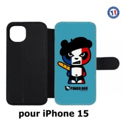 Etui cuir pour iPhone 15 - PANDA BOO© Français béret baguette - coque humour