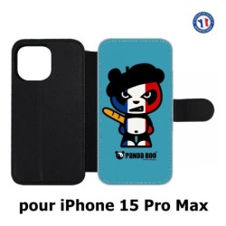 Etui cuir pour iPhone 15 Pro Max - PANDA BOO© Français béret baguette - coque humour