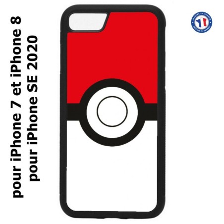 Coque pour iPhone 7/8 et iPhone SE 2020 rond noir sur fond rouge et blanc
