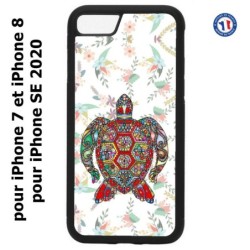 Coque pour iPhone 7/8 et iPhone SE 2020 Tortue art floral