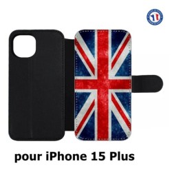 Etui cuir pour iPhone 15 Plus - Drapeau Royaume uni - United Kingdom Flag