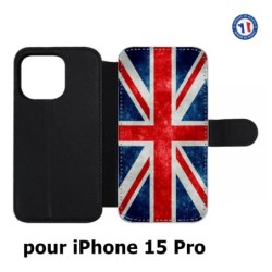 Etui cuir pour iPhone 15 Pro - Drapeau Royaume uni - United Kingdom Flag