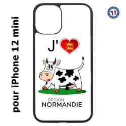 Coque pour Iphone 12 MINI J'aime la Normandie - vache normande