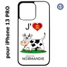 Coque pour iPhone 13 Pro J'aime la Normandie - vache normande