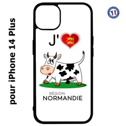 Coque pour iPhone 14 PLUS J'aime la Normandie - vache normande