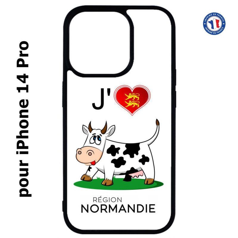 Coque pour iPhone 14 Pro J'aime la Normandie - vache normande