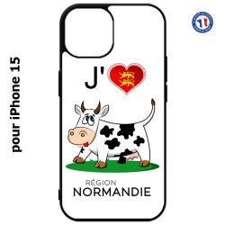 Coque pour iPhone 15 - J'aime la Normandie - vache normande