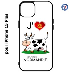 Coque pour iPhone 15 Plus - J'aime la Normandie - vache normande