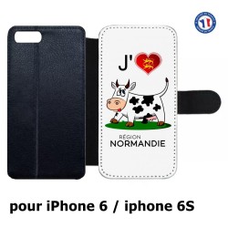 Etui cuir pour IPHONE 6/6S J'aime la Normandie - vache normande