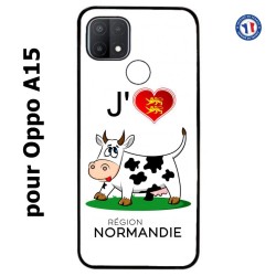 Coque pour Oppo A15 J'aime la Normandie - vache normande