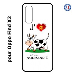 Coque pour Oppo Find X2 J'aime la Normandie - vache normande