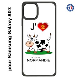 Coque pour Samsung Galaxy A03 J'aime la Normandie - vache normande