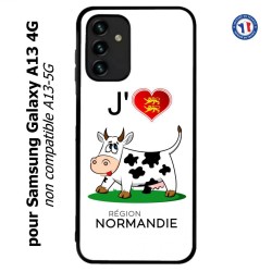 Coque pour Samsung Galaxy A13 4G et A13 4G LTE J'aime la Normandie - vache normande