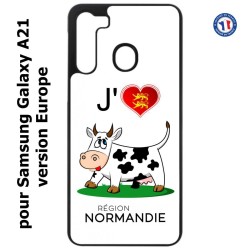 Coque pour Samsung Galaxy A21 J'aime la Normandie - vache normande