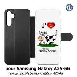 Etui cuir pour Samsung A25 5G - J'aime la Normandie - vache normande