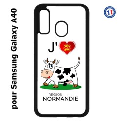 Coque pour Samsung Galaxy A40 J'aime la Normandie - vache normande