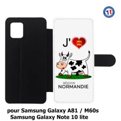 Etui cuir pour Samsung Galaxy A81 J'aime la Normandie - vache normande