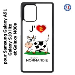 Coque pour Samsung Galaxy A91 J'aime la Normandie - vache normande