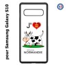 Coque pour Samsung Galaxy S10 J'aime la Normandie - vache normande